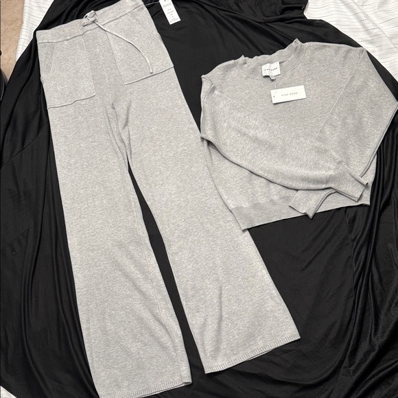 Pink Rose Pants - Pink Rose Gray Pantsuit Set XS and fits S too